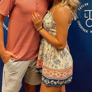 Strapless floral romper